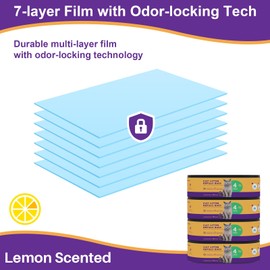 Cat Litter Refills Bags |Jumbo 28FT 4-Pack | Lasts Up to 16 Months |Compatible with Genie Cat Litter Standard and Plus Pails, 7 Layer Heavy Duty Odor Lock, 4 Cartridges for Superior Odor Control