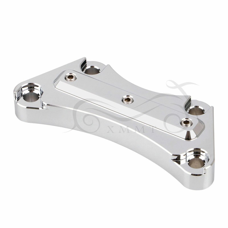Unbranded Chrome Aluminum Cut Handlebar Riser Top Clamp For Harley