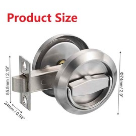 Stainless Steel 304 Black Round Recessed Door Lock, Hidden Recessed Install Cup Door Knob Lock, Recessed Door Handles Pulls Latch Knob, Pocket Door Handle Without Keys (Silver)