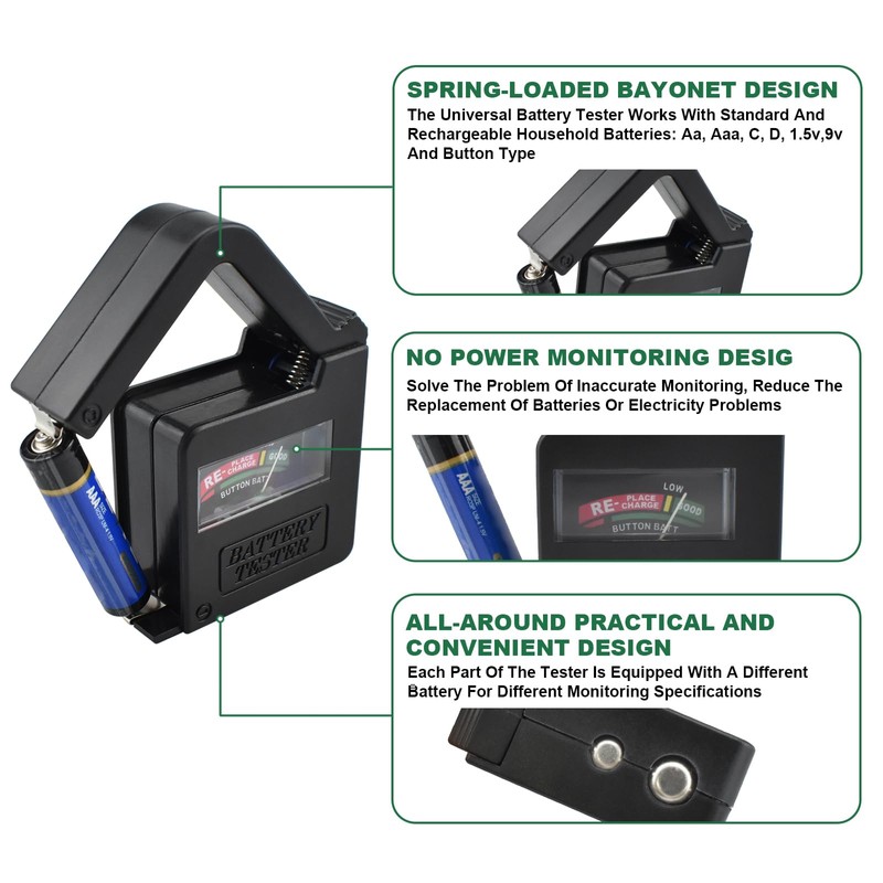 UBANU 1Pc BT-860 Universal Small Battery Volt Tester Checker, High