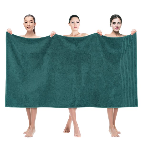 American Soft Linen Jumbo Large Bath Towels, 100% Turkish Cotton Bath Sheet 35 in 70 in, Bath Towel Sheets for Bathroom, Bath Sheet Towels, Colonial Blue Bath Sheet