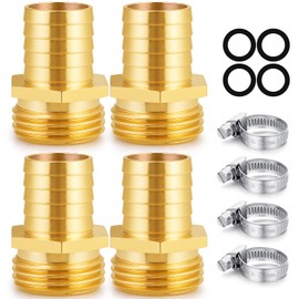SIGURANTA 3/4" hose male fittings | Brass GHT Thread Spigot Connector | Outdoor Water Hose Fitting for sprayer nozzles Connection | Garden Hose End Adapter (3/4" MHT Barb Fitting 4PCS)