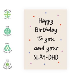 Women's Birthday Card – Slay-DHD – Greeting Gifts for Her, Friends, Bestie, BFF, Sister, Fiance, Girlfriend, In Law, Mum, Cousin, Colleagues, Auntie, Girls Ladies, Family - Comes with Fun Stickers