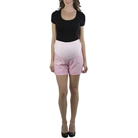 tobeinstyle de la mujer elástico banda Maternidad Pantalones Cortos con Groove Diseño, Rosado, Grande