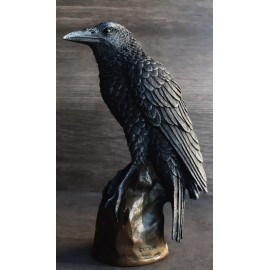 Ebros Gothic Raven Statue Crow Scavenger Bird Perching On Rock Figurine 6"H