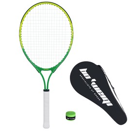 bo'weiqi 25" Kids Tennis Racket for Aged 9-12, Lightweight Youth Tennis Racket for Outdoor/Indoor Sports Including 1 Tennis Racket,1 Replacement Overgrip and 1 Shoulder Strap Bag(Green+Yellow)