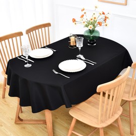 NEWISHER Black Oval Tablecloth - 133x180 cm (52x70 inch) - Heavy Duty Polyester Fabric Tablecloths, Washable Solid Table Cover for Dining, Kitchen, Home Party, Outdoor Indoor Use