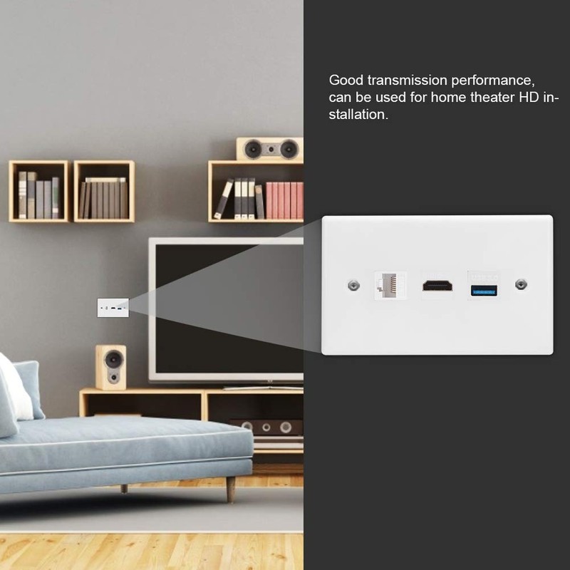Yosoo Salida USB, placa de pared CAT6 + HDMI +