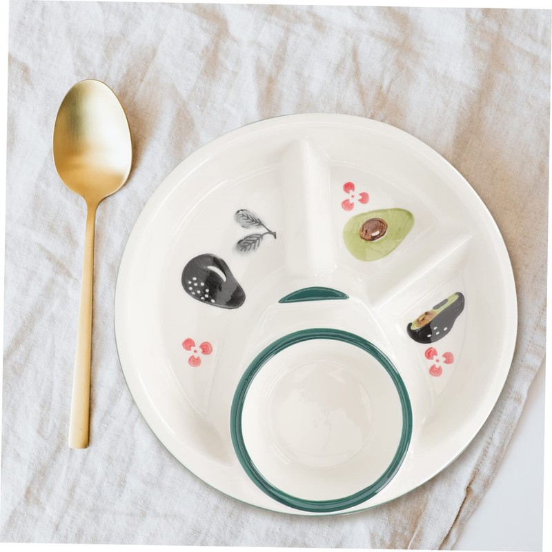 GRIRIW Chic Ceramic Dinner Plate Divided Sections for Bariatric Surgery