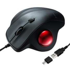 SANWA Wired Ergonomic Trackball Mouse, Optical Vertical Rollerball Mice, Silent Buttons, 34mm Trackball, 600/800/1200/1600 DPI, Compatible with MacBook, Laptop, Computer, Windows, macOS, Red
