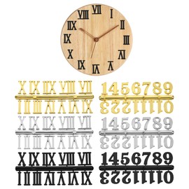 Apojgitn 6 Pieces Plastic Clock Numbers Kit - Clock Numbers & DIY Kit, Arabic & Roman Numerals Clocks Parts for Replacement, Repairing and Home Art Decor Accessories(Black Gold Silver)