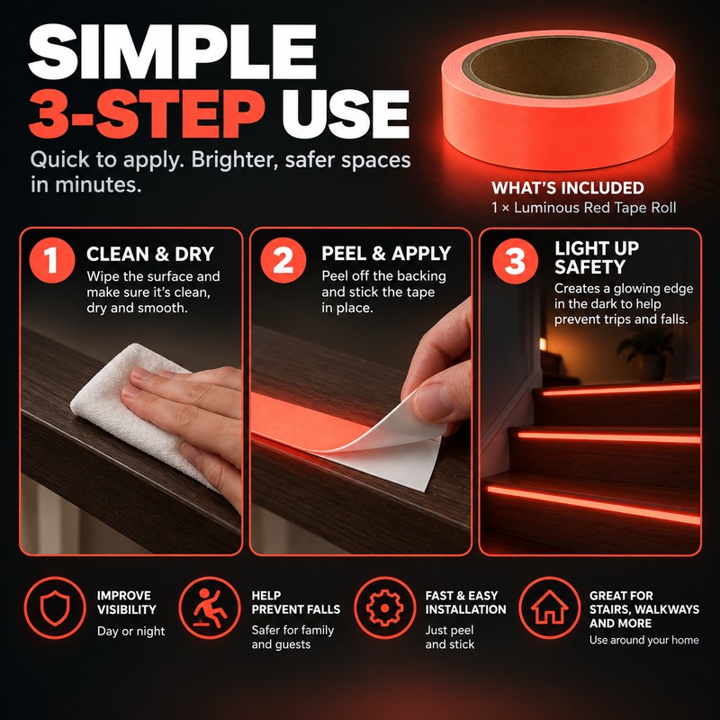 Luminous Adhesive Tape for Stairs & DIY Decor – 2cm