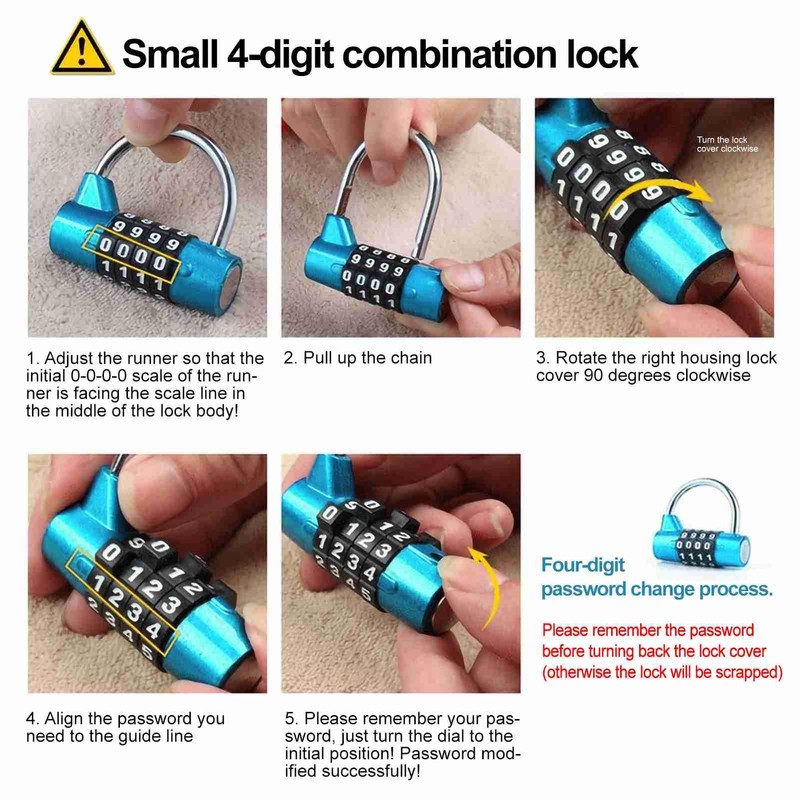 WGFOIP 4 Digit Combination Padlock, Waterproof Code Padlock Security Password