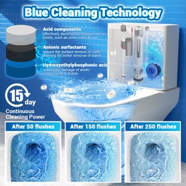 Toilet Bowl Cleaner Tablets , Long-Lasting Toilet Tank Cleaner Tablets for Descaling& Deodorizing, Upgraded Yellow&Blue&White Automatic Toilet Cleaning Tablets Against Tough Stains (24, Multicolor)