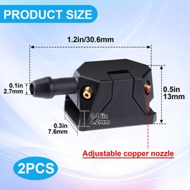 Mxxipp 2pcs Adjustable Windshield Washer Nozzles, 3-Way Universal Aimable Car Front Windshield Washer Sprayer with 4 Copper, Wiper Sprayer Arm Nozzles Replacement for Cars Trucks- Black