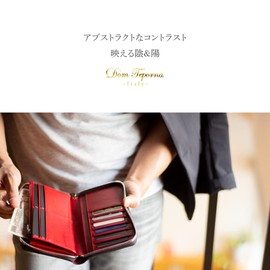 Dom Teporna Italy Men's Long Wallet, Genuine Leather, Large Capacity, Women's Italian Gradient Leather, Round Zipper, Card Case, 14 Pieces, Long Wallet, darkbrown