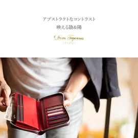 Dom Teporna Italy Men's Long Wallet, Genuine Leather, Large Capacity, Women's Italian Gradient Leather, Round Zipper, Card Case, 14 Pieces, Long Wallet, darkbrown