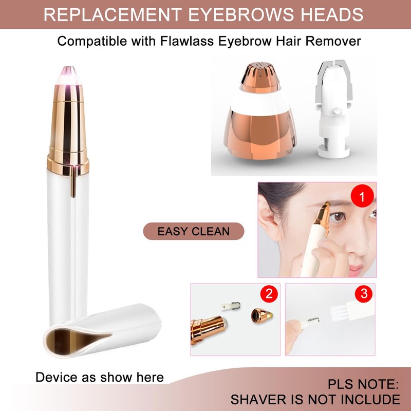 4 Pack Replacement Heads Compatible with Flawless Eyebrow Hair Remover