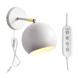 Kiven Plug in Wall Lamp Modern Style Wall Sconce with 5.9ft Plug-in Cord, On/Off Switch, 1-Light Dimmable Wall Lights Fixtures for Bedside Reading E26 Base