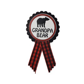 Grandpa to Be Pin Buffalo Plaid Papa Bear Baby Shower Badge for Gender Reveal by Amy's Bubbling Boutique, One Size, cardstock grosgrain ribbon