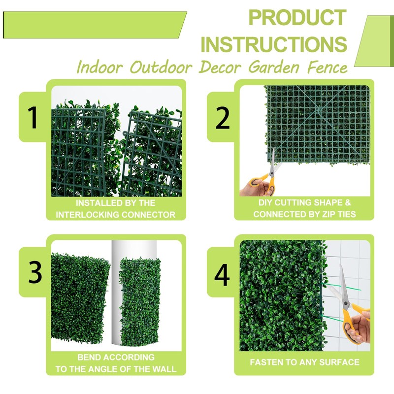 48"x120" Artificial Grass Roll Wall, UV-Anti Boxwood for Outdoor
