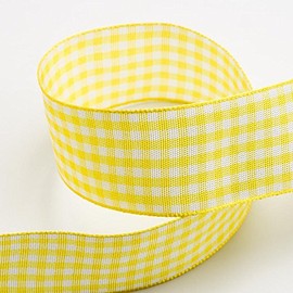Yellow Gingham Ribbon 9mm x 10 Metres