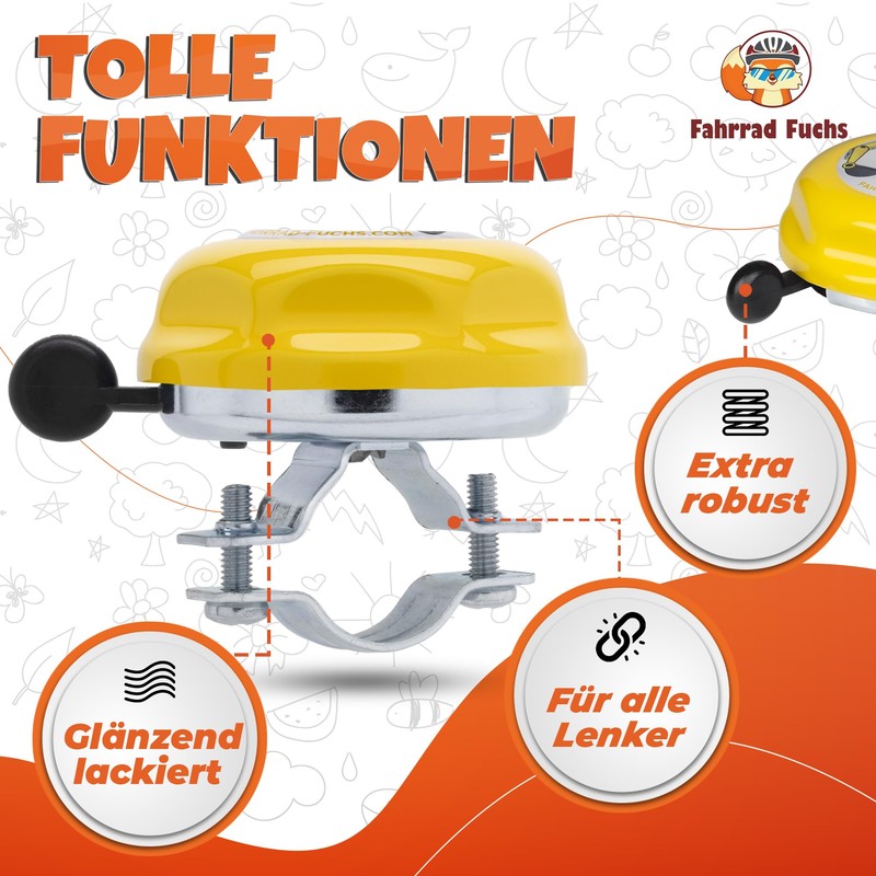 Bicycle Bell Kids - Excavator/Yellow - Funny Bicycle Bell Kids