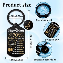 Celunux 70th Birthday Gifts For Men Dad Papa Grandpa Cool Gifts For 70 Year Old Man Happy Birthday Keychain For Men Friend Bff Old Man Gift Ideas Meaningful Gift For Him