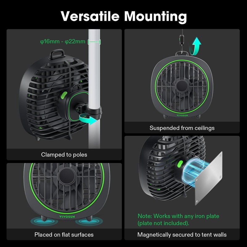 VIVOSUN AeroWave D4, 4” Grow Tent Clip Fan with Detachable