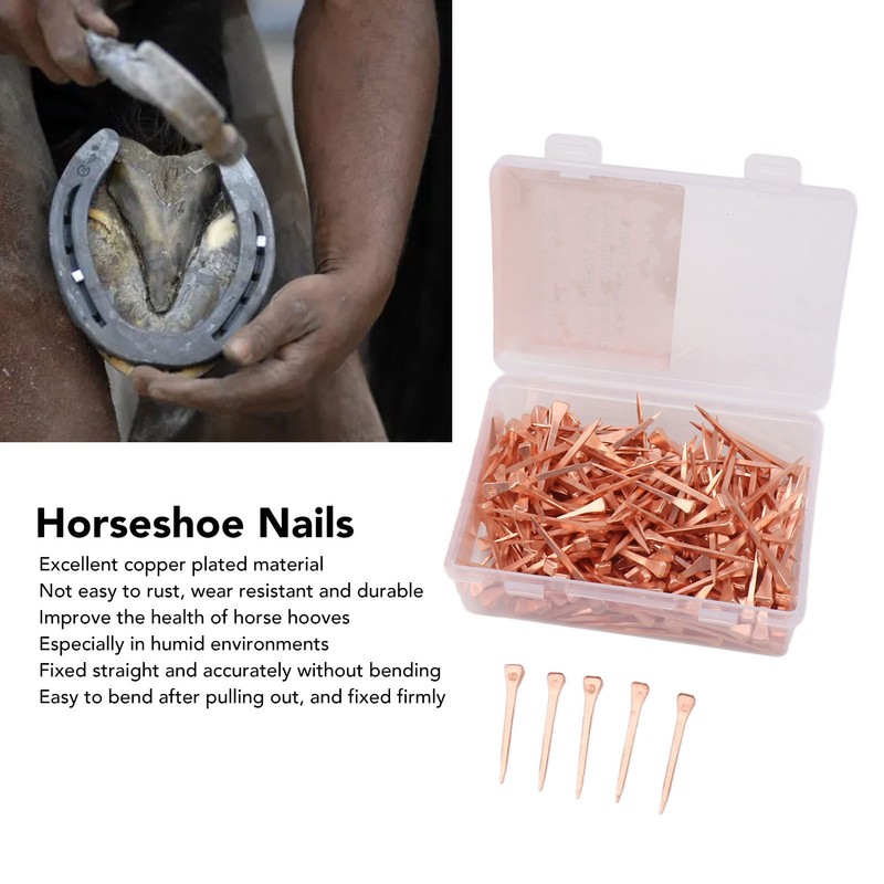 250Pcs Horseshoe Nails Copper Plated Rustproof Equestrian Riding Equipment Pet
