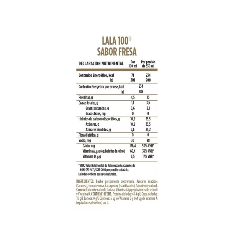 Lala 8 PACK LECHE LALA 100 FRESA+ 15g PROTEINA LACTOSE