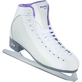 Riedell 113 Sparkle / Womens Beginner/Soft Figure Ice Skates / Color: White and Violet / Size: 5
