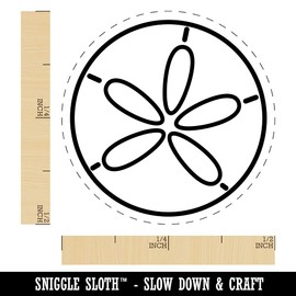 Sand Dollar Sea Urchin Ocean Beach Outline Self-Inking Rubber Stamp for Stamping Ink Stamper Crafting Planners - 1/2 Inch Mini - Pink Ink