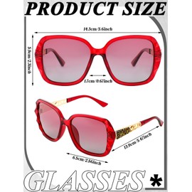 Frienda 3 Pieces Women Polarized Oversized Sunglasses Shiny Composite Frame Sunglasses Vintage Rhinestone Glasses (Blue Red Black)