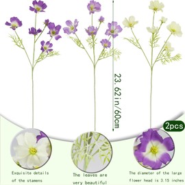 ACRYCS 6 Pcs Artificial Flowers Fake Cosmos Flowers Silk Flower Arrangements Wedding Bouquets Artificial Cosmos Flowers Bulk Faux Flowers for Vase Floral Table Centerpieces Home Kitchen Party Decor