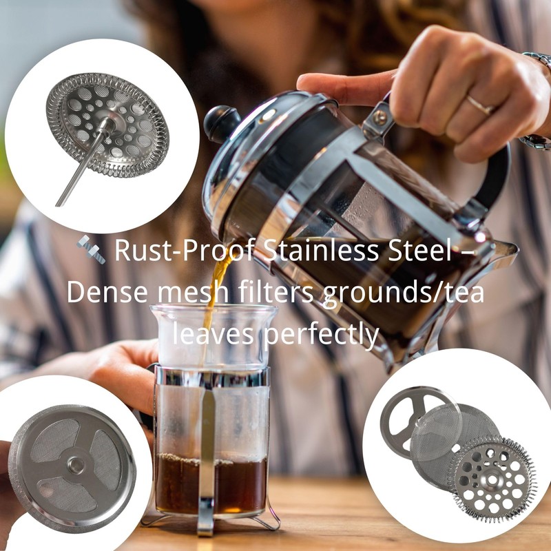 6 Pcs Stainless Steel French Press Replacement Filters 4 Inch