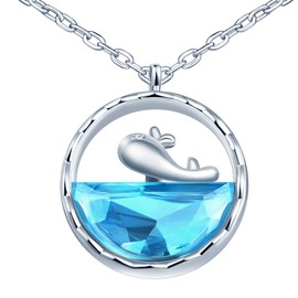 Yumilok Women's Necklace Women's Earrings Necklace 925 Sterling Silver Crystal Whale with Pendant for Women Birthday Mother's Day
