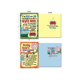 Leanin' Tree, Aunty Acid, Greeting Cards Assortment Box, Assorted Cards with Envelopes All Occasion, Box of Cards (20 Funny Cards, 22 Cute Envelopes)