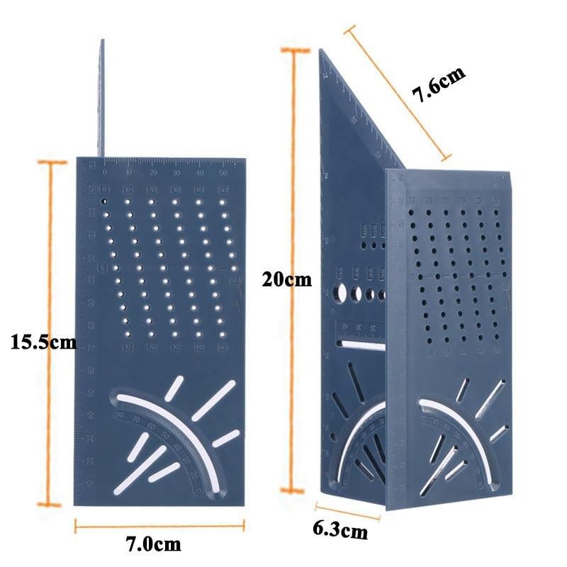 Woodworking Square Size Measure Ruler - 3D Mitre Angle Measuring