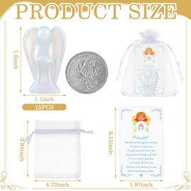 Vercraft 15 Set 45 Pcs Crystal Angel Figurines Bulk 1.5 Inch Guardian Pocket Angels Healing Statue Mini Angel Gemstones Carved Stones with Angel Cards Organza Bags for Faith Peace Gifts Home Decor