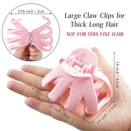 Pinzas para el pelo de Big Claw para cabello grueso, pinzas de pulpo mate de 3.2 pulgadas, pinzas grandes para el cabello para mujeres y niñas, pinzas