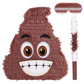 Birchio Poop Pinatas Bundle with a Blindfold and a Bat(15.7 x 13.4 x 5 Inches), Birthday Parties for Boys, Decoration for Theme Parties