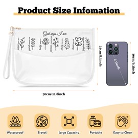 Gfhzdmf Christian Gift for Girl Clear Makeup Bag Inspirational Gifts for Women Friends Religious Bible Verse Present for Mom Her Friend Cosmetic Bag Birthday Easter Baptism Faith Present Travel Pouch