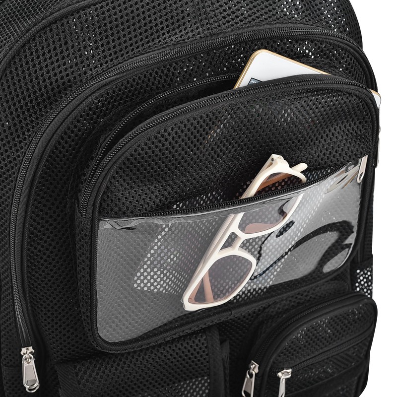 Jeluno Heavy Duty Mesh Backpack for School, Lightweight Black Book
