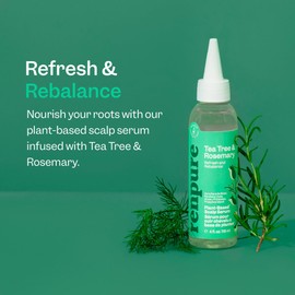 Renpure Tea Tree & Rosemary Scalp Serum, Plant-Based - Refreshing & Rebalancing - For Moisturized, Soft Hair - For Oily/Normal Hair- Tea Tree Leaf Oil, Rosemary Leaf Extract - 4 Fl Oz