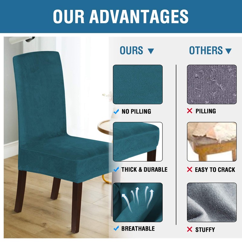 H.VERSAILTEX Velvet Dining Chair Covers Stretch Chair Covers for Dining