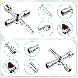 Universal Key Control Cabinet Key, Pack of 2 4-Point Key Tap Key 4-Way Cross Key Triangle Key for Water, Electricity, Electricity Meter, Elevators