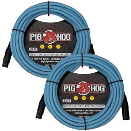 Pig Hog PHMH25DB Hex Series XLR Mic Cable - Daphne Blue - 25 Feet (2 Pack)