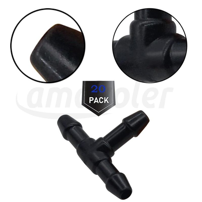 Amavoler Universal Windshield Wiper Hose Connector T Connector (20 pcs)
