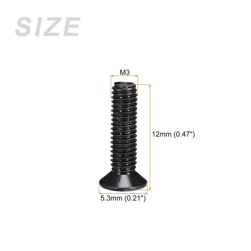 METALLIXITY 150pcs M3 x 12mm Phillips Flat Head Screws Carbon